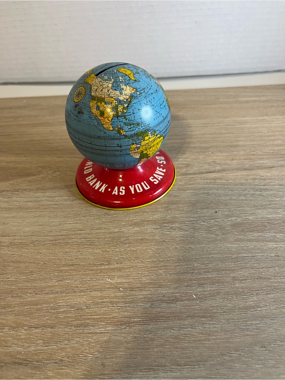 Vintage Globe Coin Bank - Blue and Red Kids Savings Bank